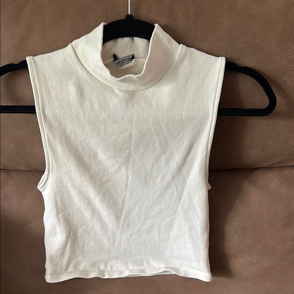 Zara White Knit Turtleneck Tank Top Essential